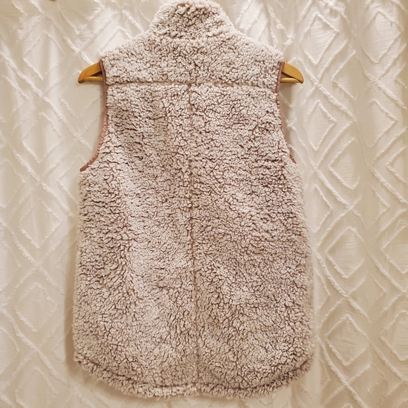 Thread + Supply Sherpa fleece vest, zip up, Women's S, white and mauve - Picture 5 of 5